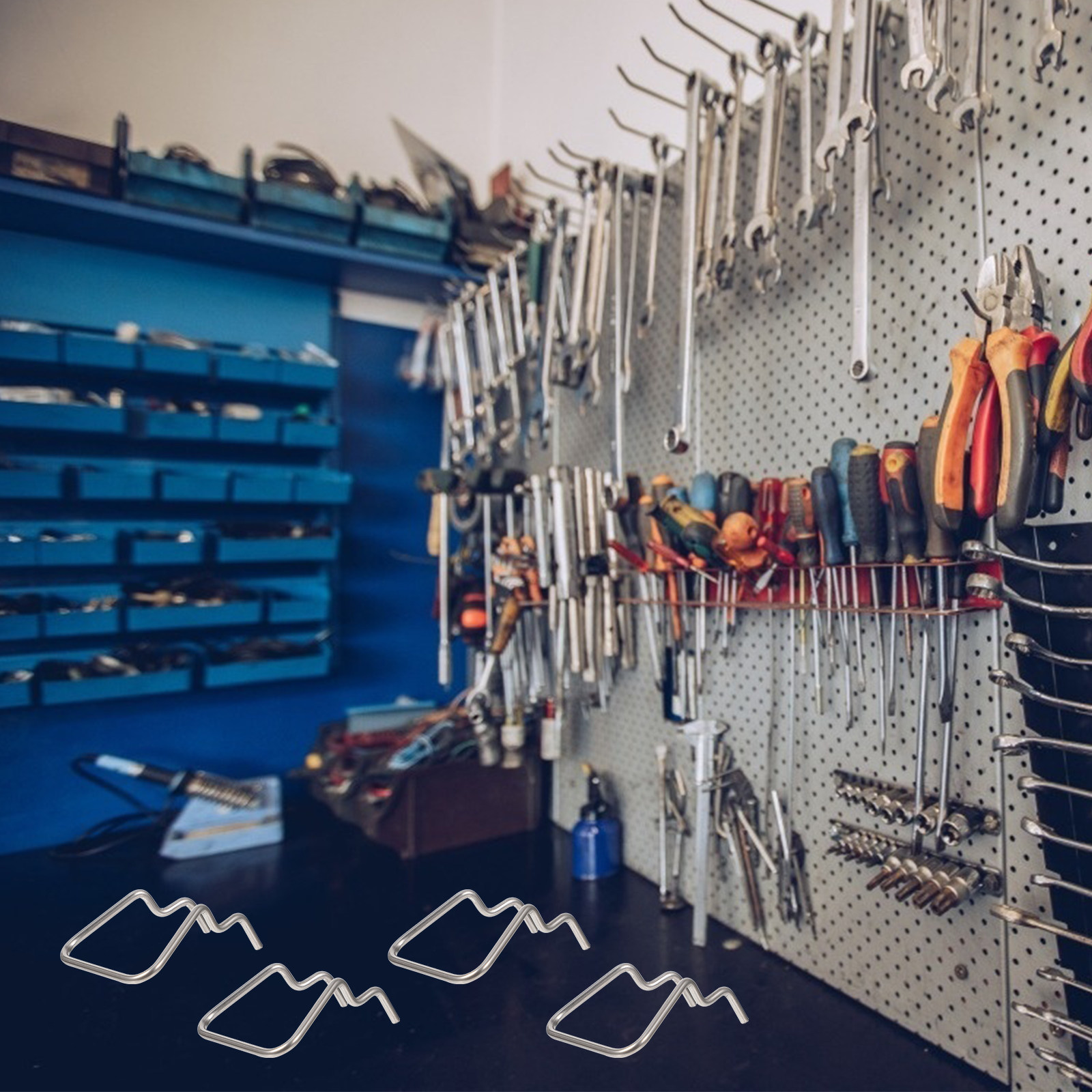 Workshop Tools Display - 12 Buah Kait Papan Pegboard Baja,