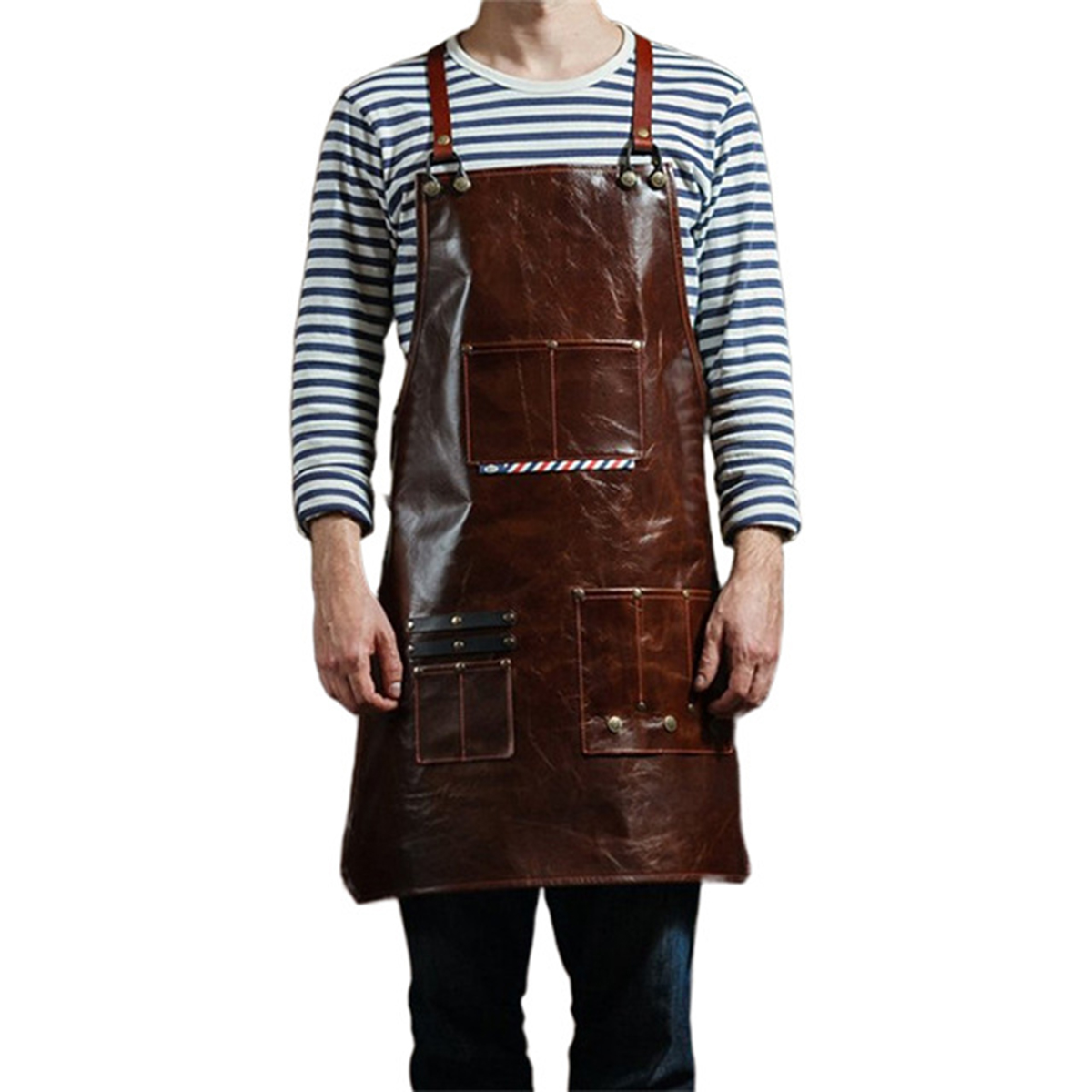Workshop Cleaning Tools - Apron Kerja Kulit Pria dengan Banyak